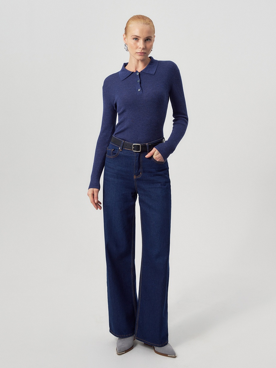 Джемпер-поло из шерсти мериноса и кашемира