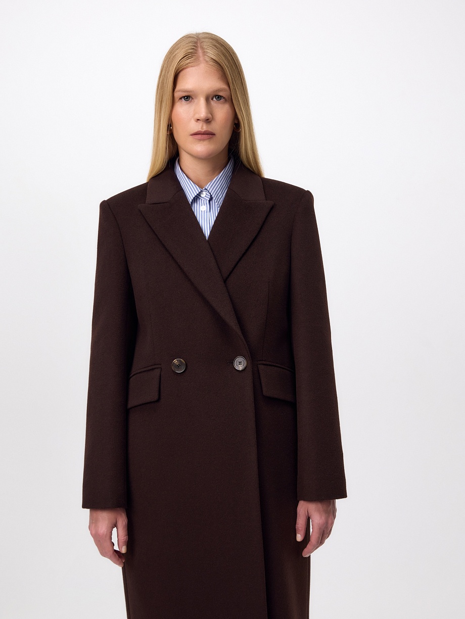 Пальто из шерсти с мембраной и утеплённой спинкой