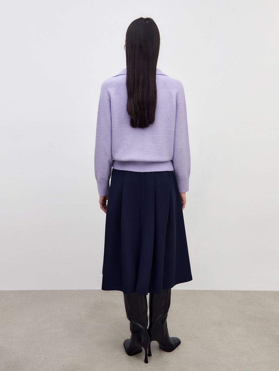 Мягкий вязаный джемпер-поло с овечьей шерстью