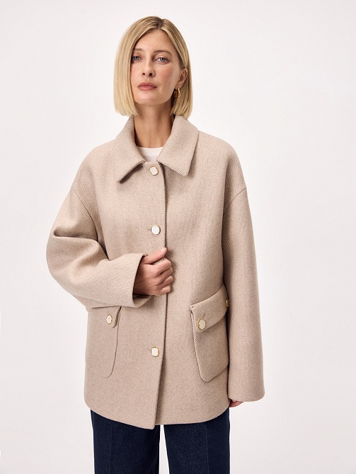 Полупальто из 100%  шерстяного твида