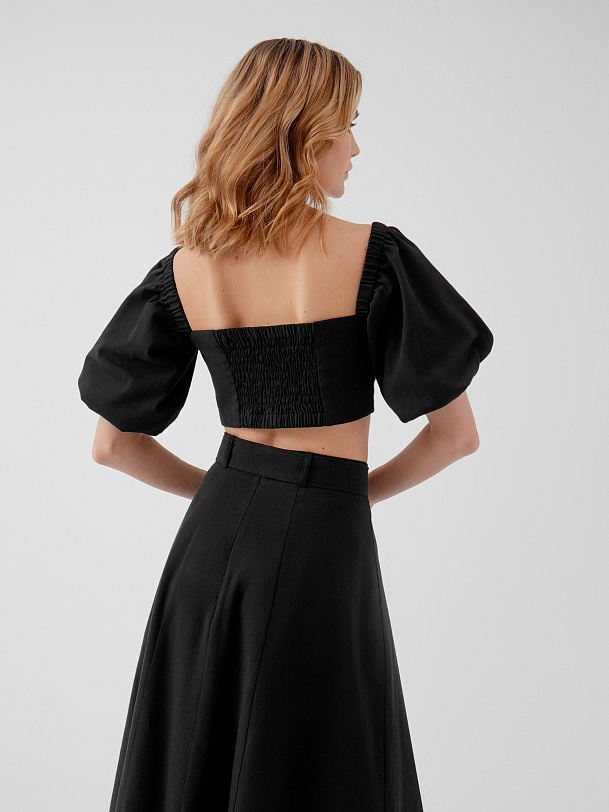 Хлопковый топ с объёмными рукавами