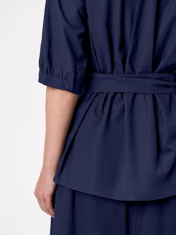 Блуза на запах из хлопка и льна