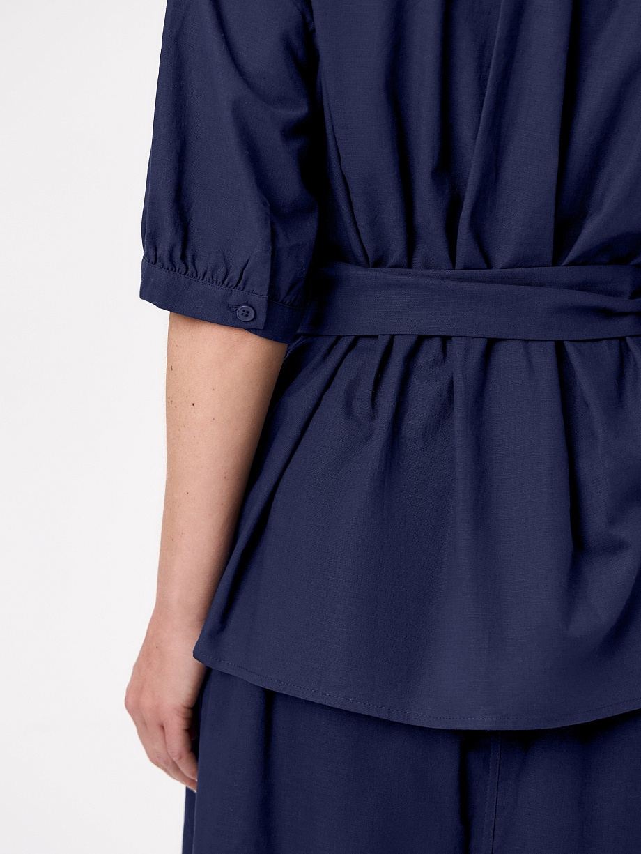 Блуза на запах из хлопка и льна