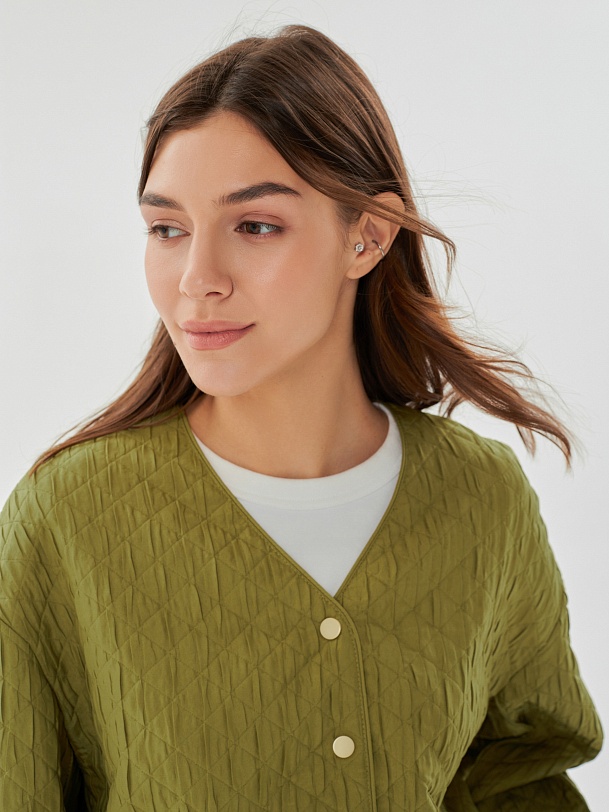 Объёмный жакет из фактурной костюмной ткани