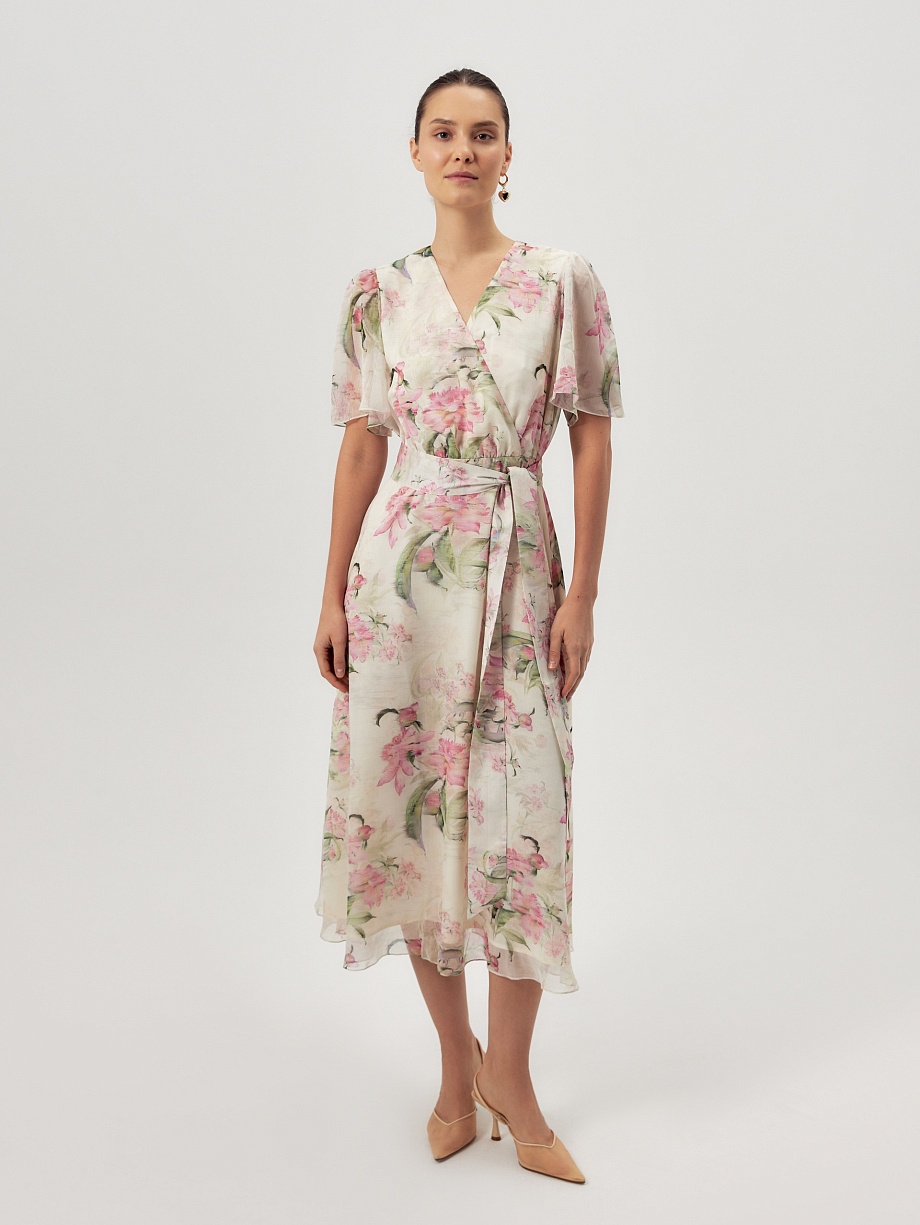 Платье из шифона с цветочным принтом