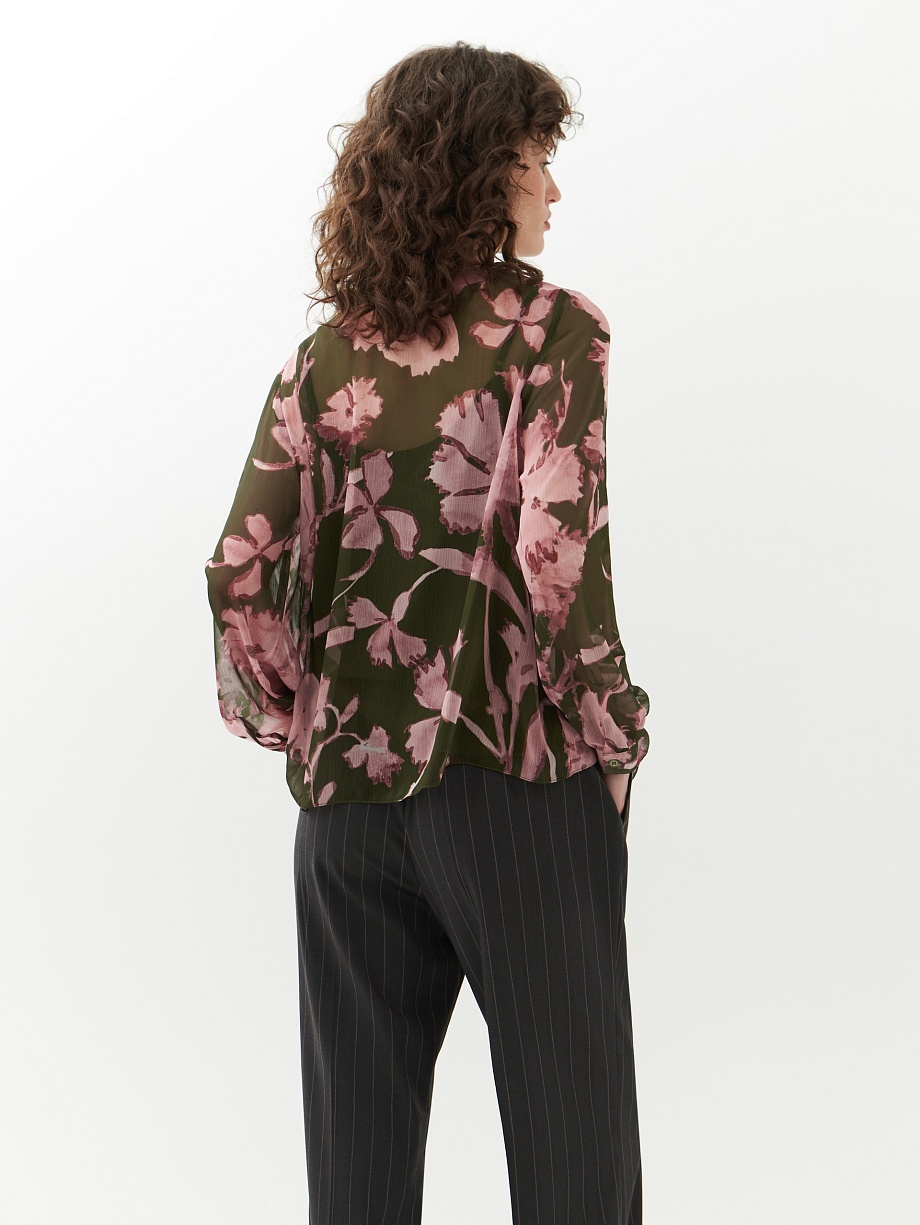 Свободная  блуза из принтованного шифона