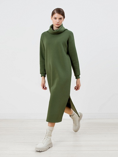 Платье из футера прямого силуэта POMPA