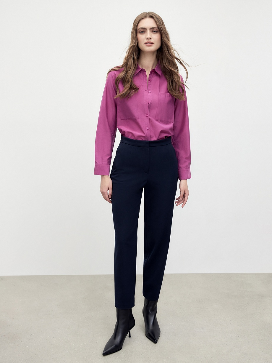 Утепленные зауженные брюки из костюмной ткани