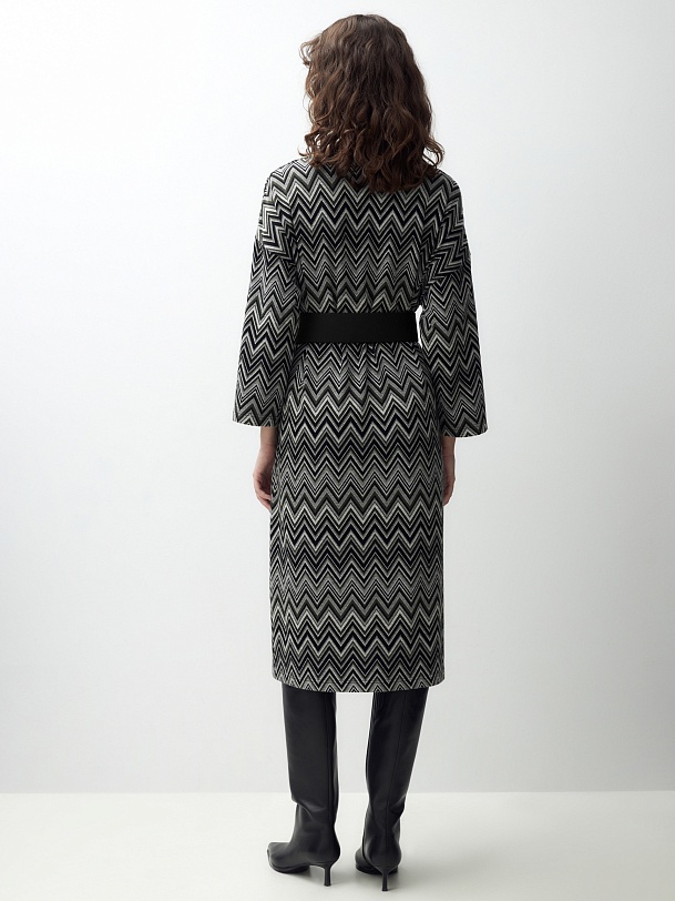 Трикотажное платье с принтом "миссони" и поясом