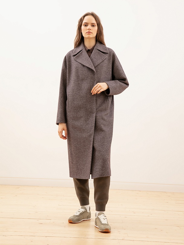 Твидовое демисезонное пальто из шерсти