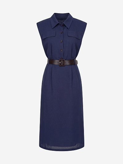 Платье сафари из хлопка и льна POMPA