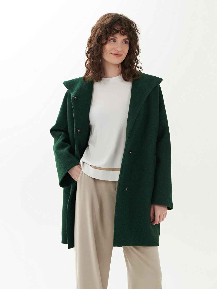 Зимнее шерстяное пальто с мембраной и утеплителем