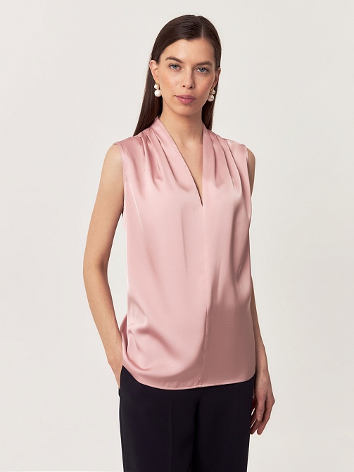 Блуза из атласной ткани POMPA