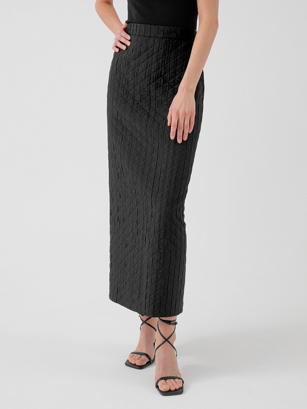 Прямая юбка макси из стеганой ткани