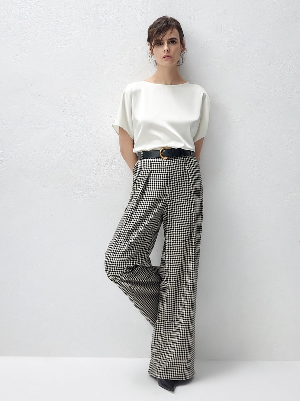 Прямые широкие брюки из костюмной ткани