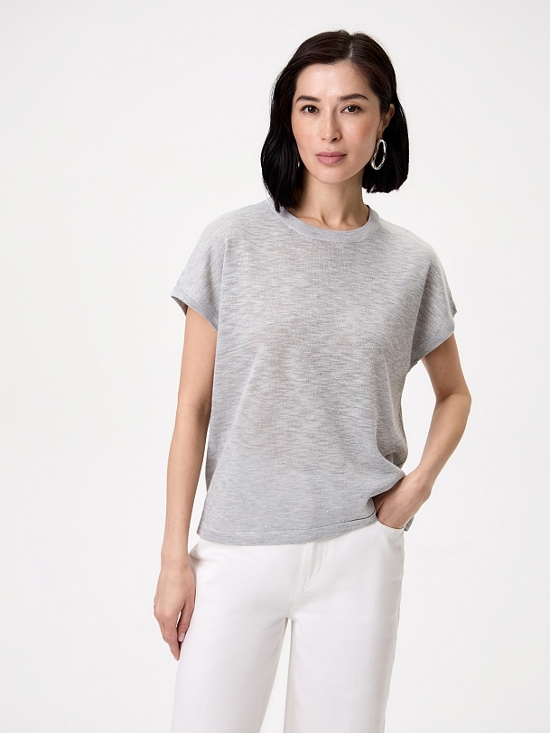 Джемпер из вискозного трикотажа со стразами