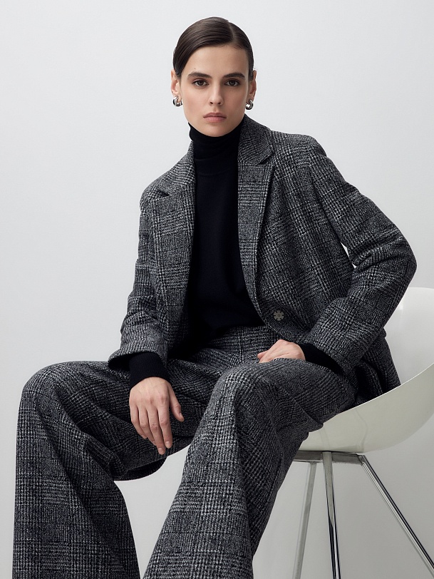 Жакет из мягкого трикотажа в принте "гусиная лапка"