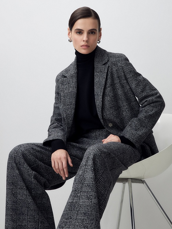 Жакет из мягкого трикотажа в принте "гусиная лапка" POMPA арт.1391120ge0398