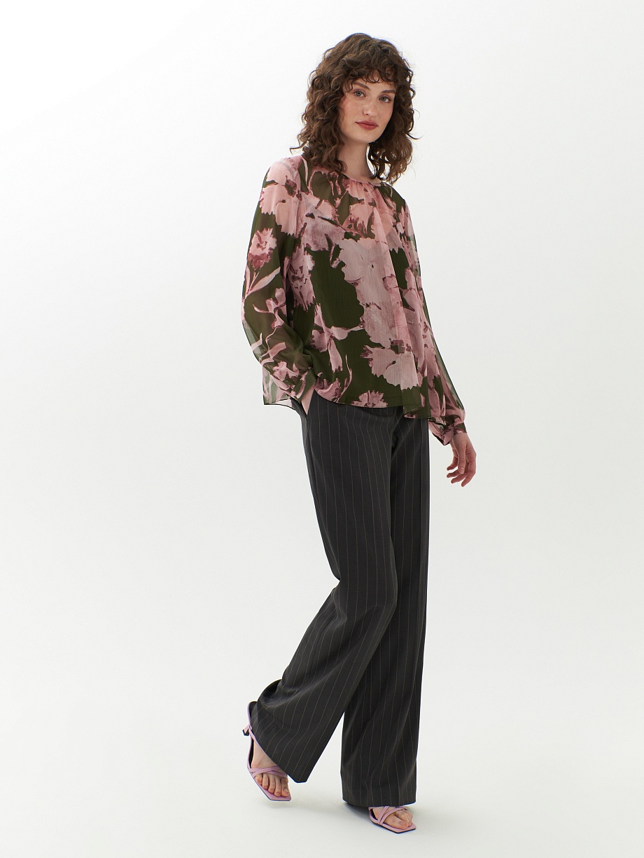Свободная  блуза из принтованного шифона