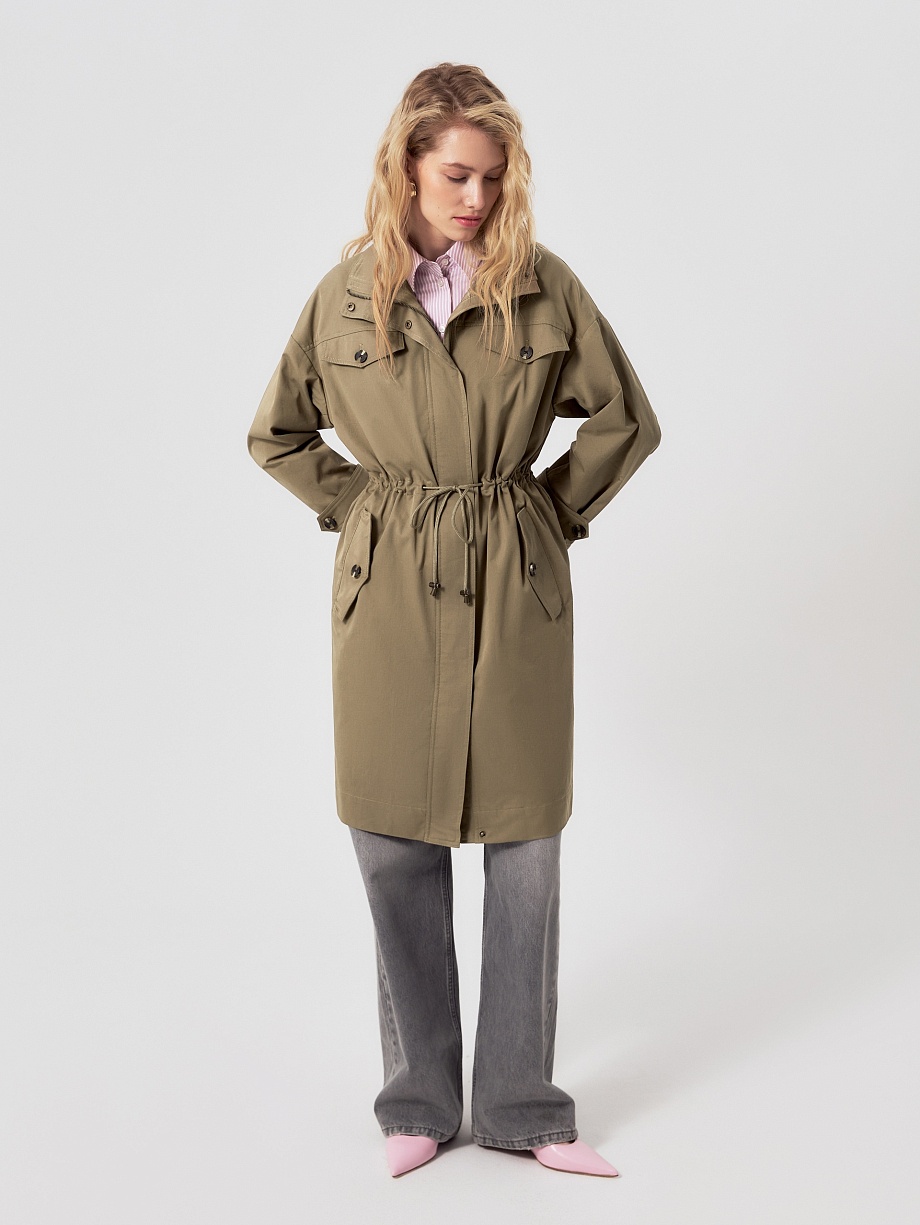 Непромокаемый свободный хлопковый плащ-парка