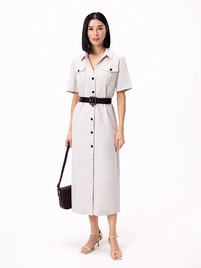 Платье сафари из хлопка и льна POMPA