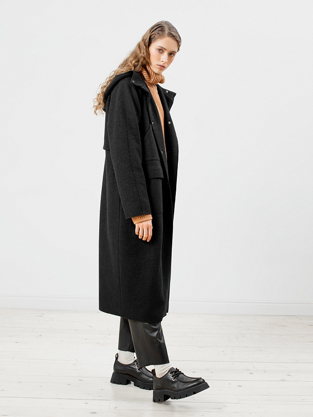 Шерстяное пальто еврозима с мембраной и утепленной спинкой