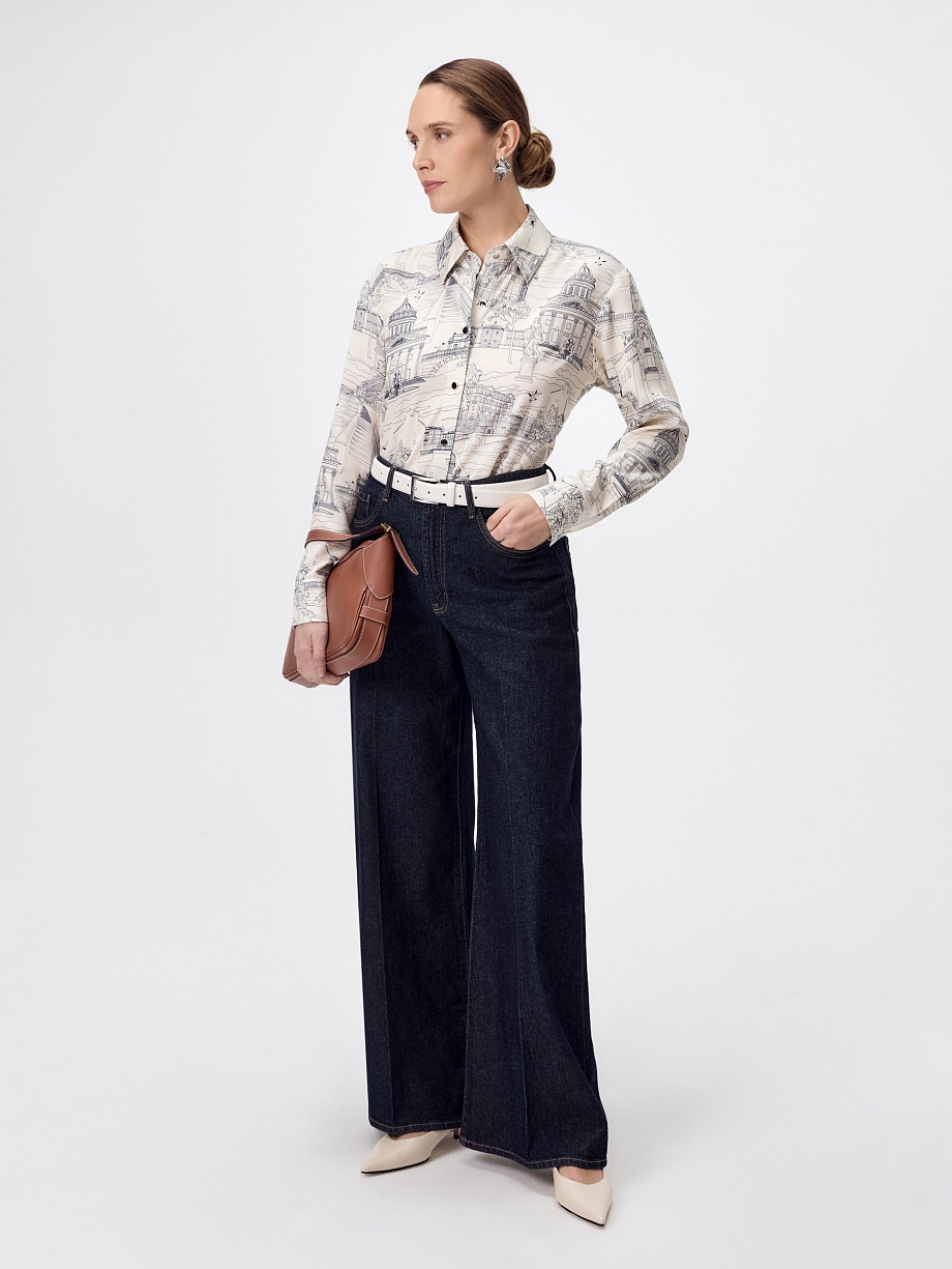 Джинсы со стрелками из хлопка