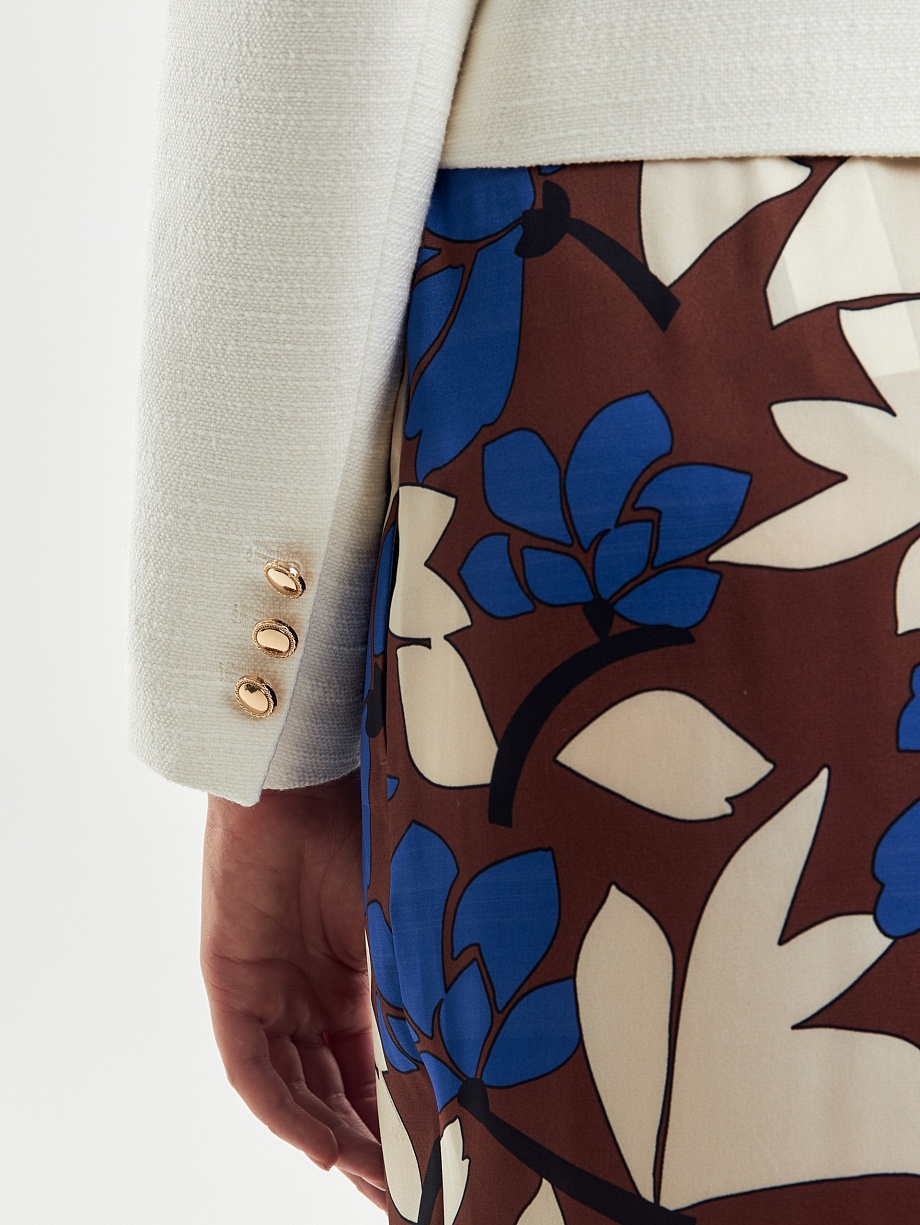 Укороченный хлопковый жакет из белого твида