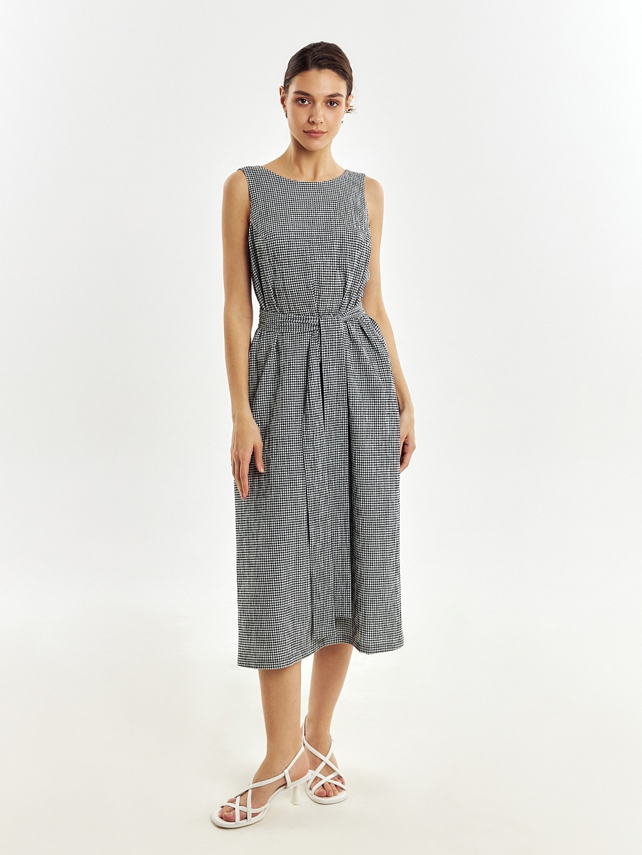 Сарафан в клетку "виши" с поясом