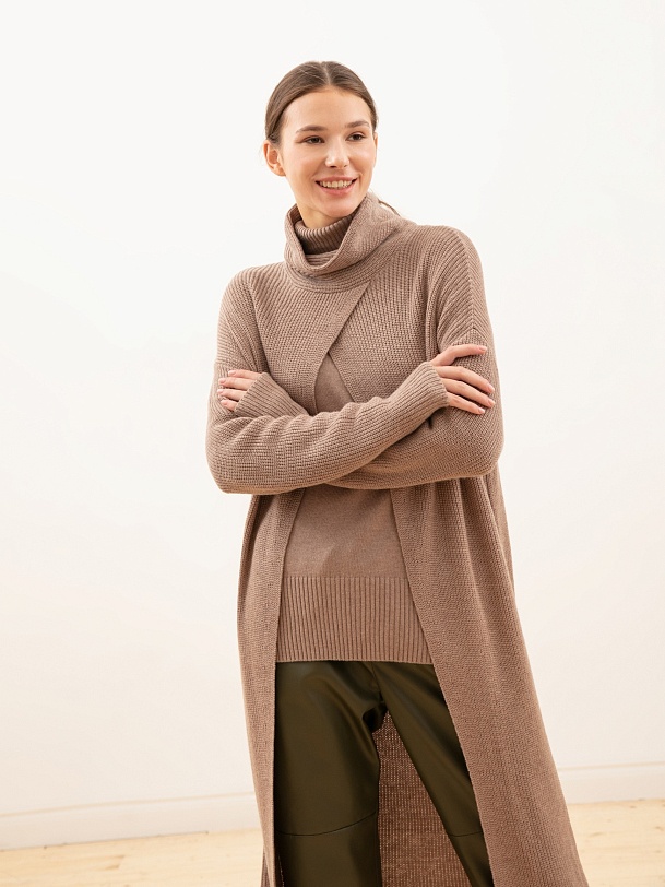 Жакет длинный бежевый