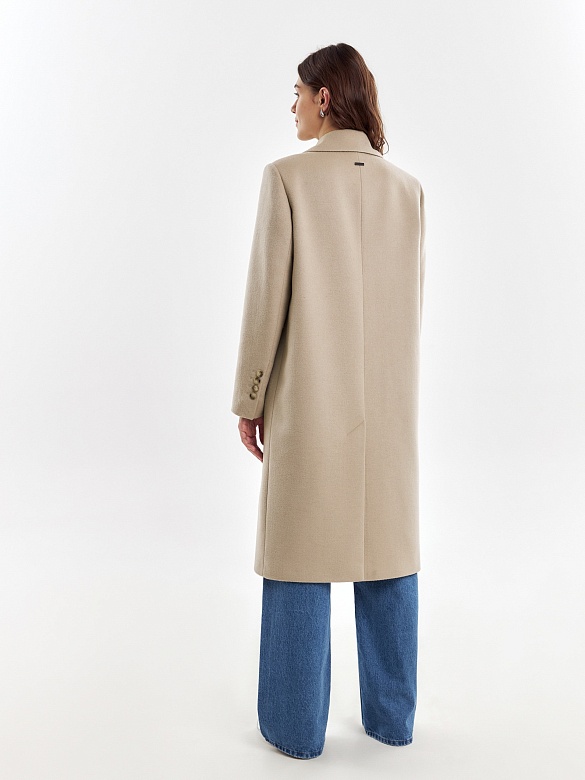 Двубортное пальто из ворсовой ткани POMPA арт.3015530p00005