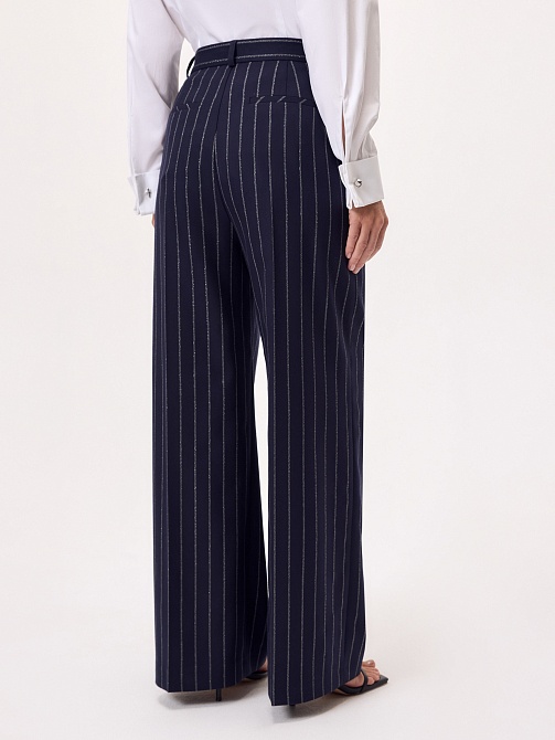 Брюки из костюмной ткани с полосками люрекса
