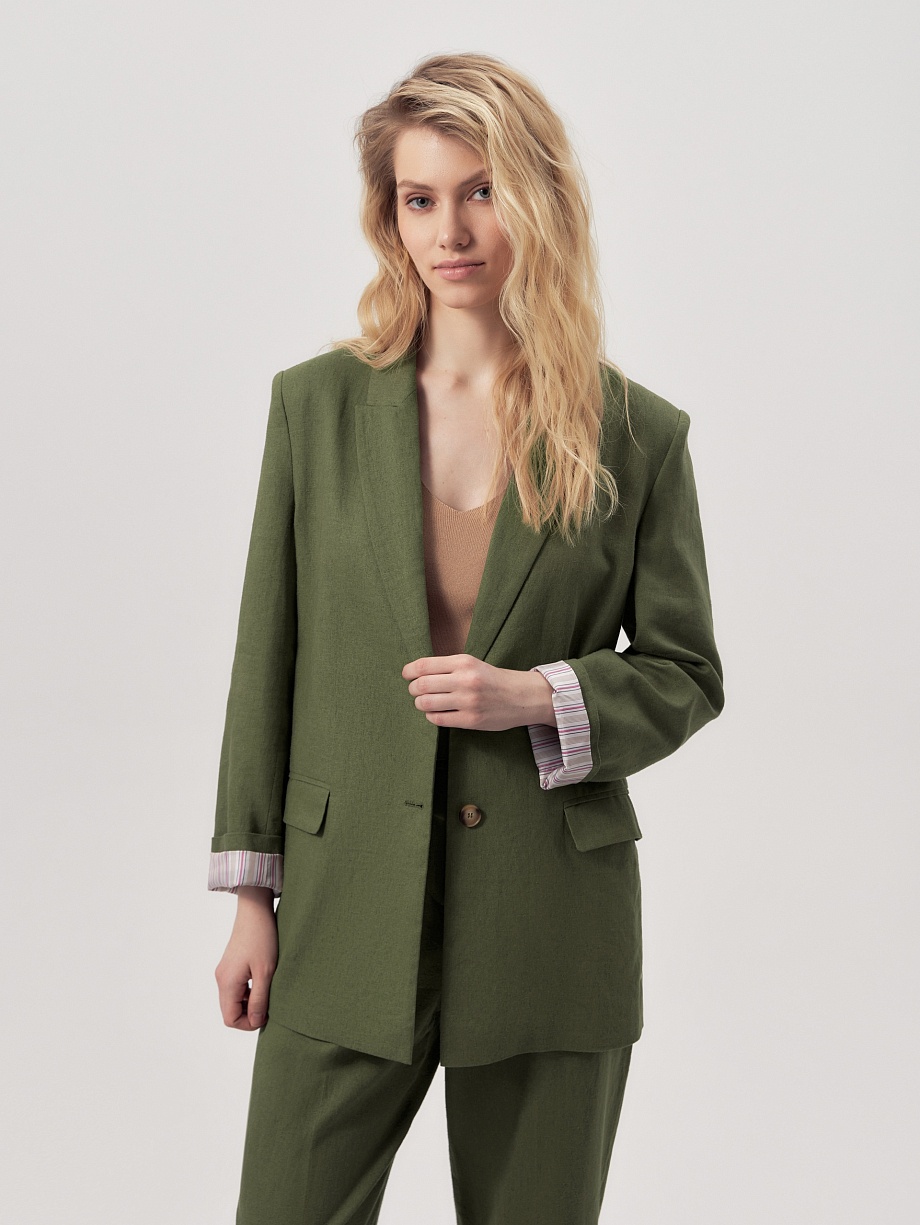 Прямой жакет из смесового льна