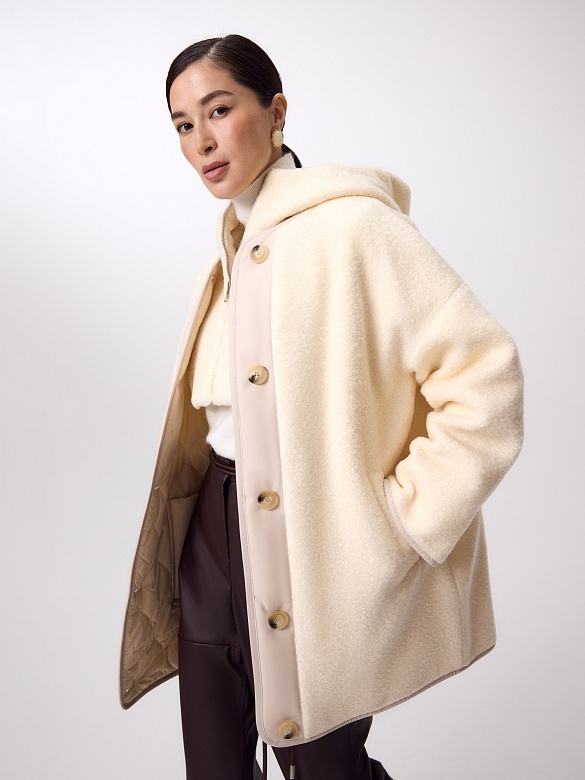 Двусторонняя зимняя экошуба со съёмным капюшоном POMPA арт.1014490p60803