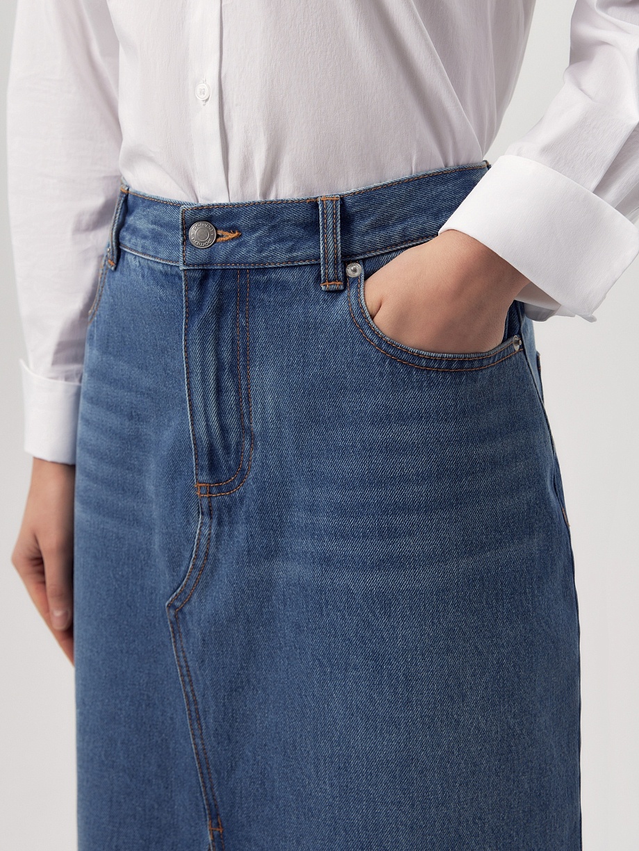 Прямая джинсовая юбка из 100% хлопка