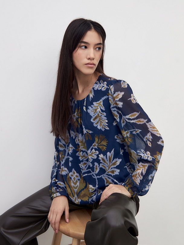 Свободная блуза из принтованого шифона