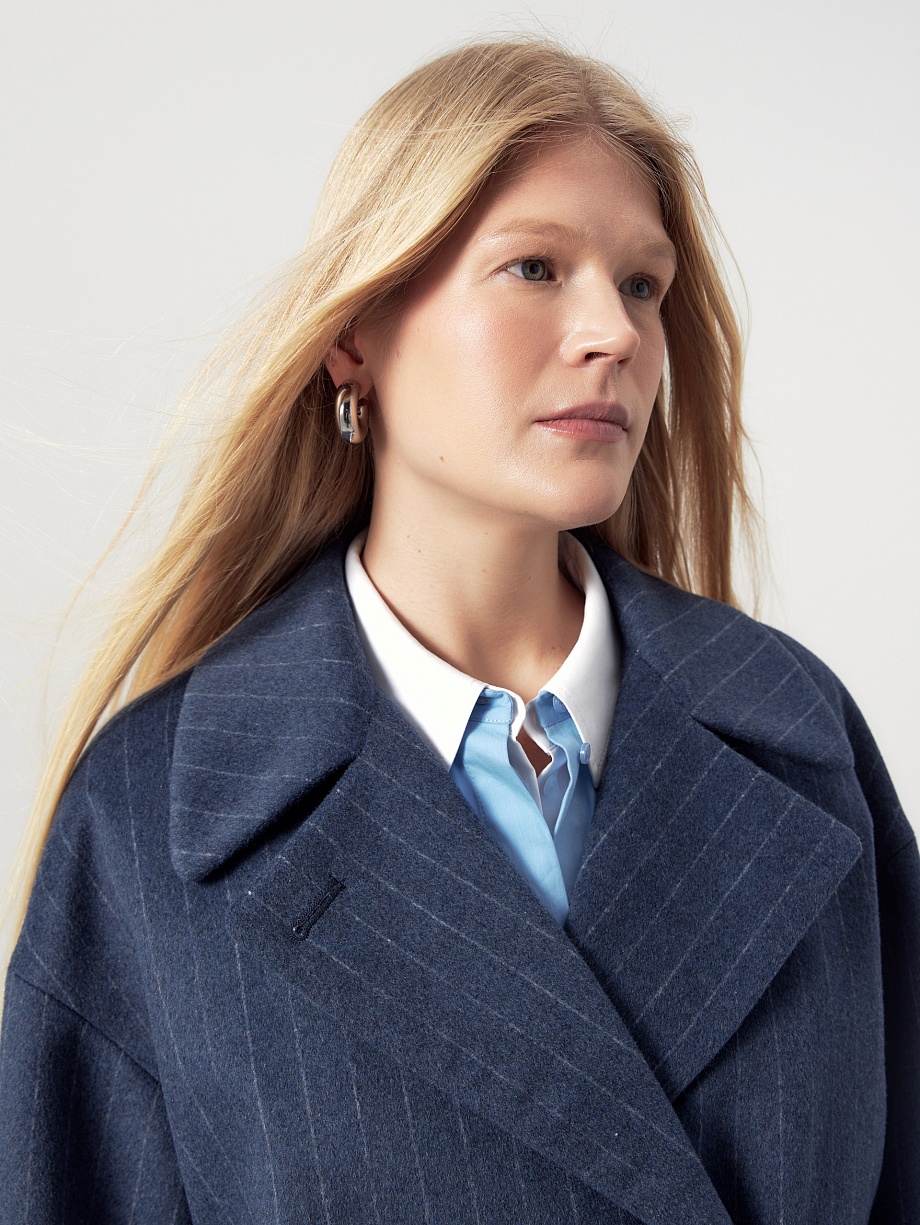 Двубортное полупальто из шерсти с мембраной