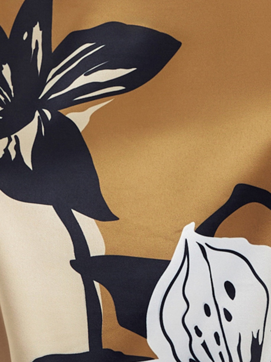 Хлопковая футболка с полочкой из атласной ткани