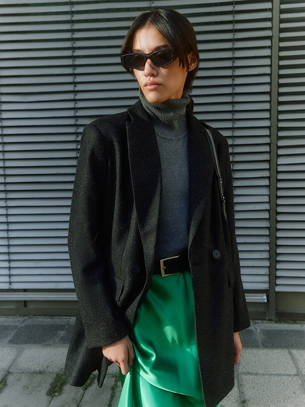 Двубортный жакет с поясом