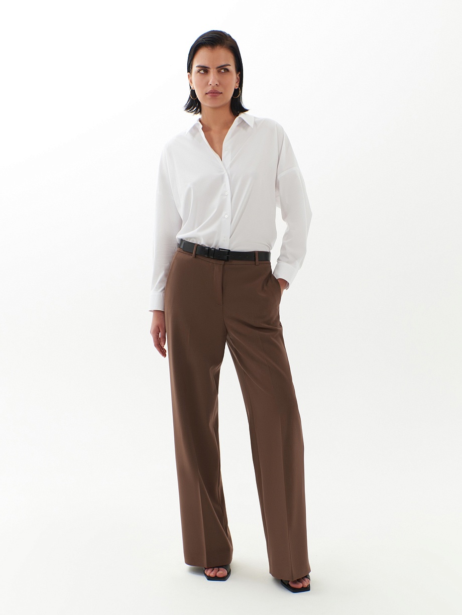 Прямые широкие брюки из костюмной ткани