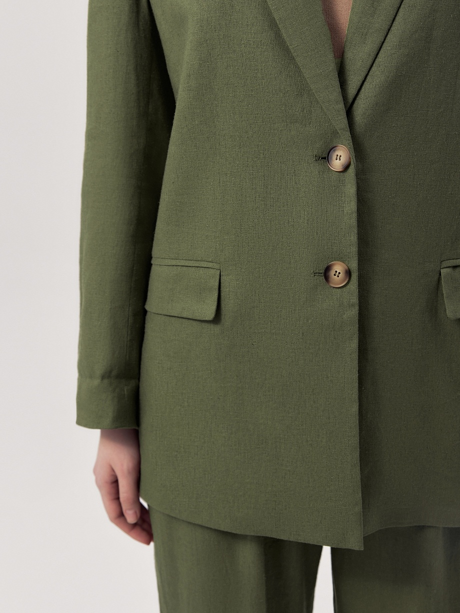 Прямой жакет из смесового льна