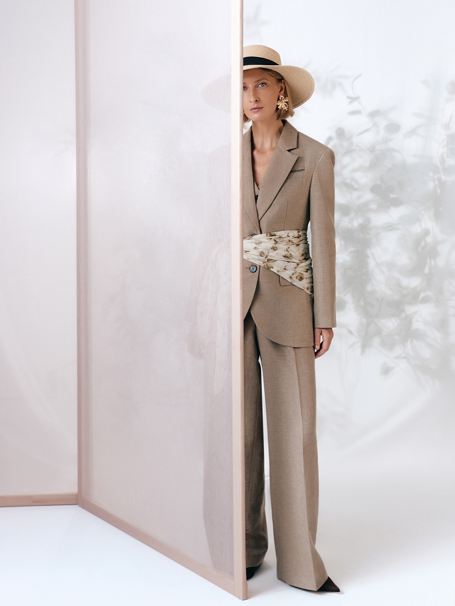 Брюки-палаццо из хлопка и льна