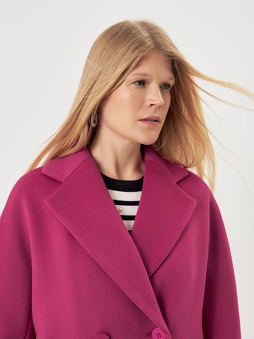 Двубортное пальто из шерсти с мембраной