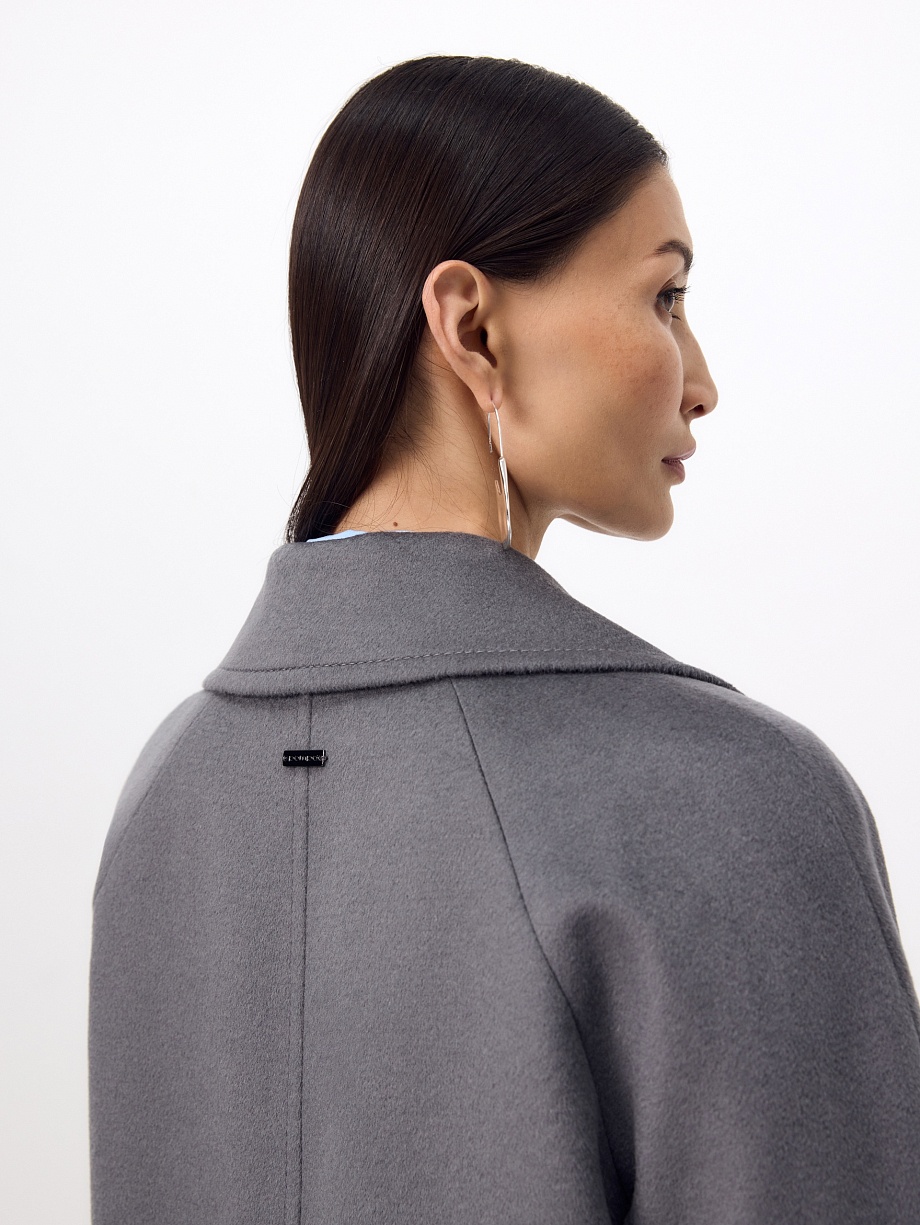 Пальто из шерсти с мембраной, утеплённой спинкой и съёмным капюшоном