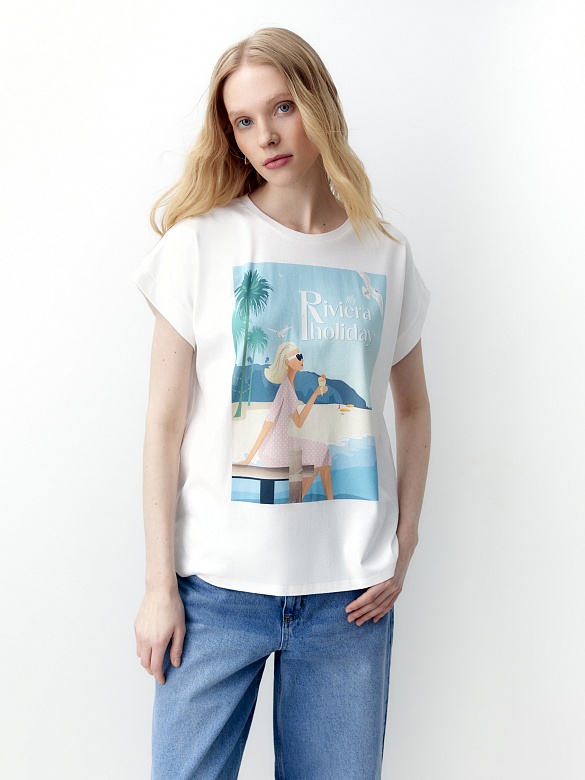 Футболка из 100% хлопка с принтом POMPA арт.5153820sr0801