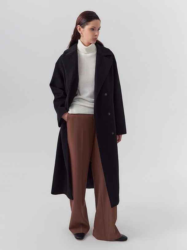 Пальто из 100% шерсти с мембраной и съёмным капюшоном