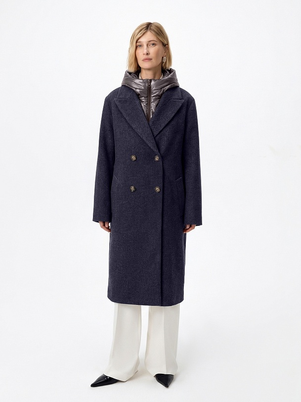 Шерстяное пальто с мембраной и утеплённой спинкой
