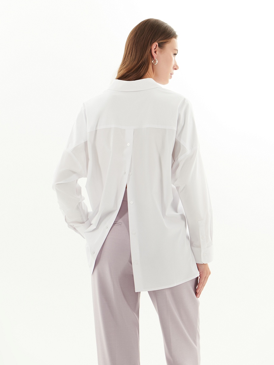Хлопковая рубашка с декоративными пуговицами на спине