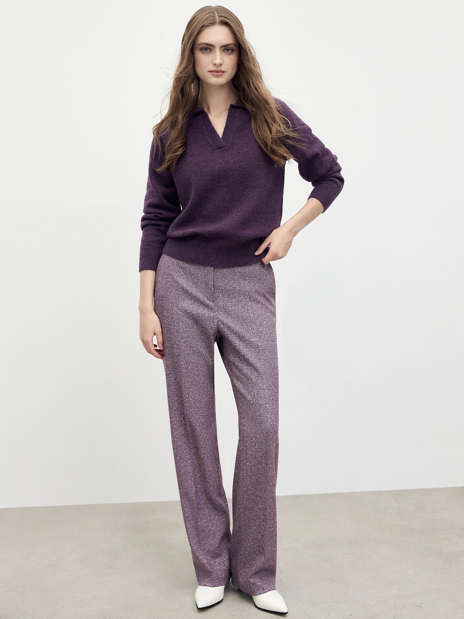 Мягкий вязаный джемпер-поло с овечьей шерстью