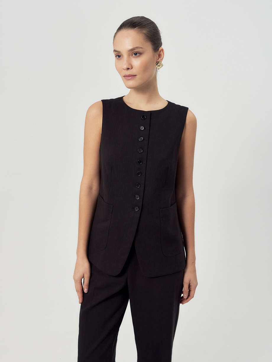 Удлиненный жилет из натуральной ткани